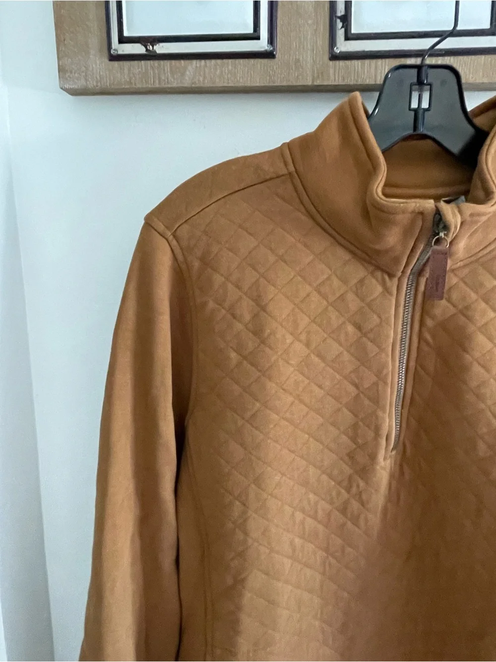 LL Bean Quilted Half-Zip Sweater in Brown - Picture 7 of 9